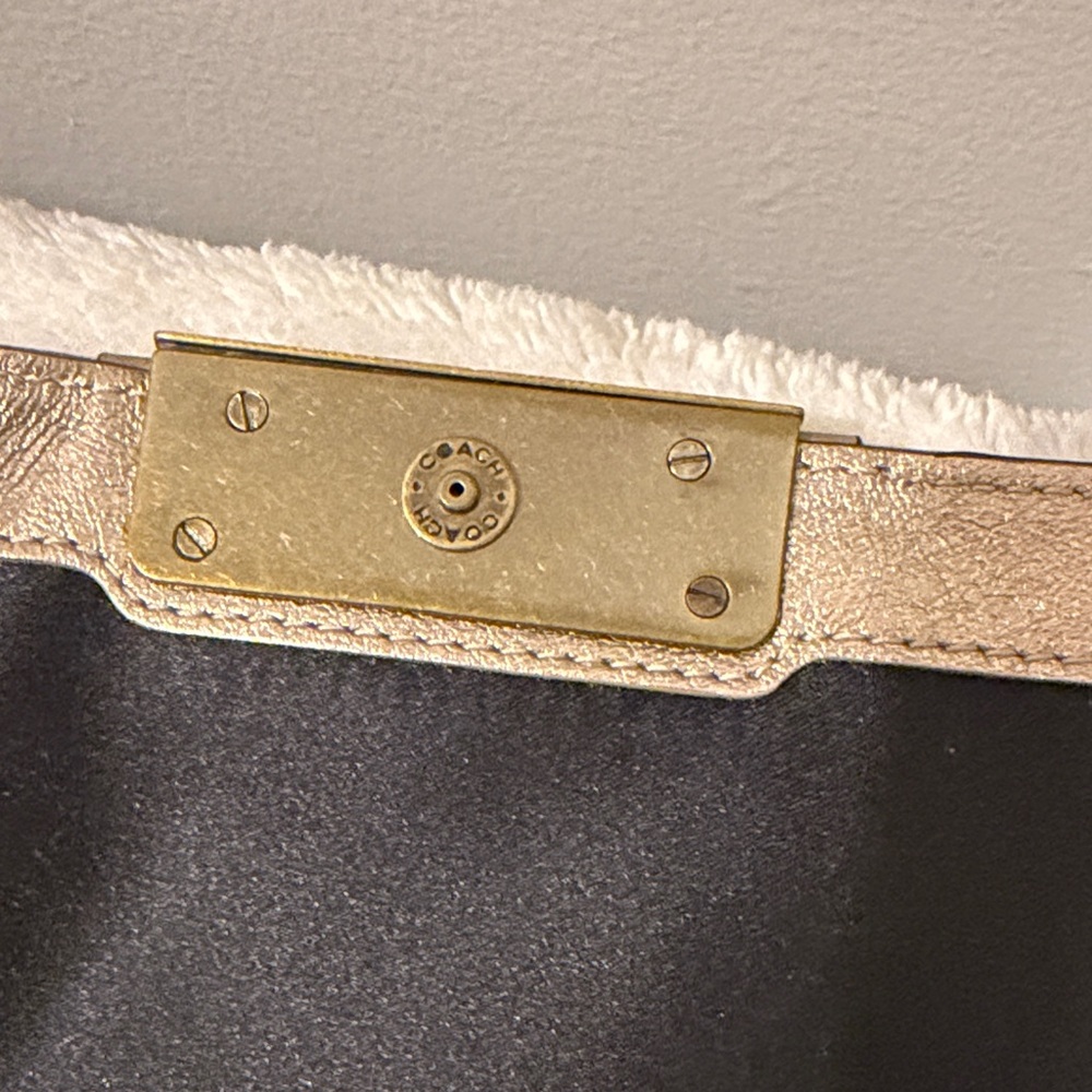 Coach Gold-Brown Patterned shoulder Wristlet Clut… - image 4